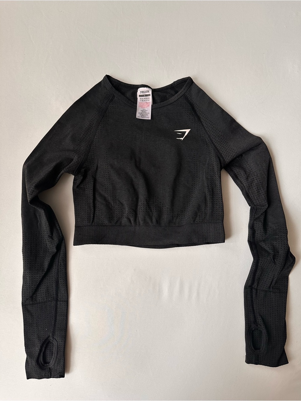 Gymshark Black Cropped Long-Sleeve Seamless Top
